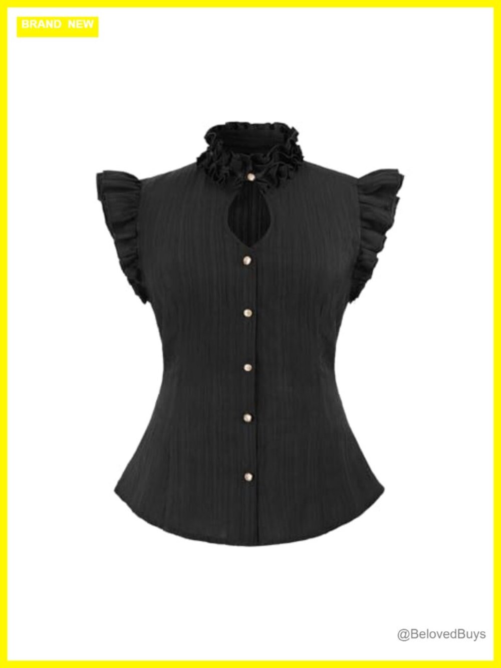 Victorian Blouse Women Ruffle Button Down Shirt Gothic Sleeveless Top